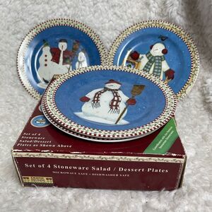 Debbie Mumm vintage 1998 Sakura set of four Christmas jolly snowman sala…